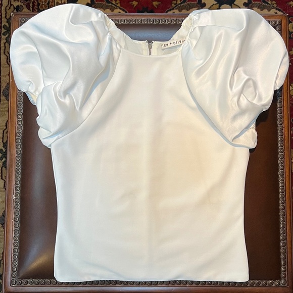Alice + Olivia Women's White Puffy Sleeve Top Size S. - Picture 2 of 8